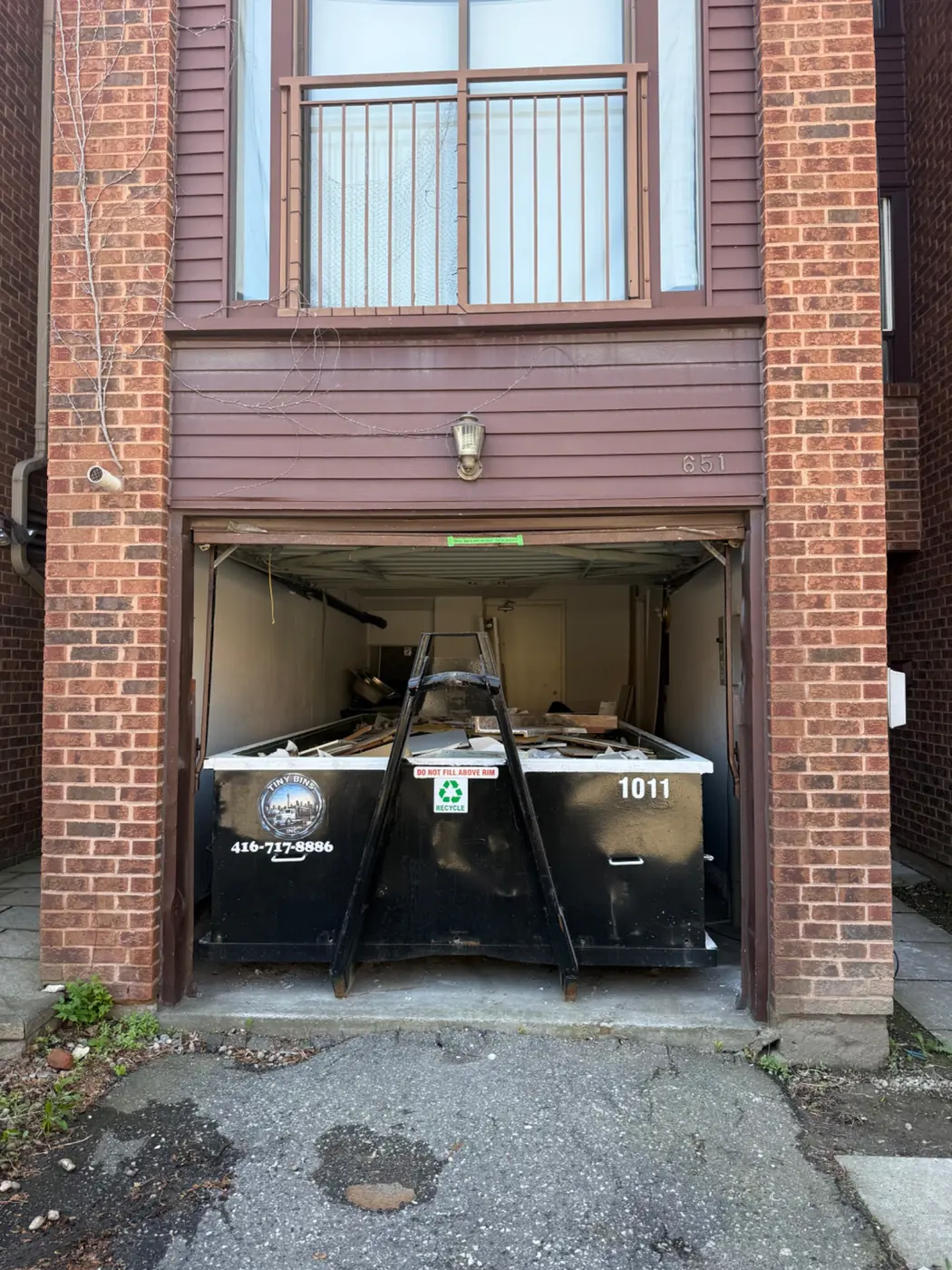 Tiny Bins bin placed inside residential garage